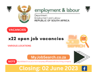 x22 open job vacancies at Department of Employment and Labour