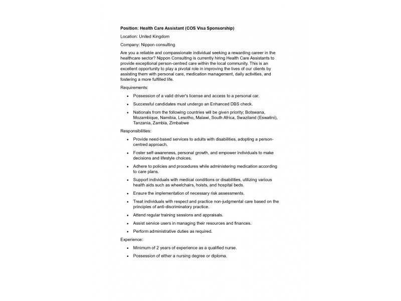 Health Care Assistant